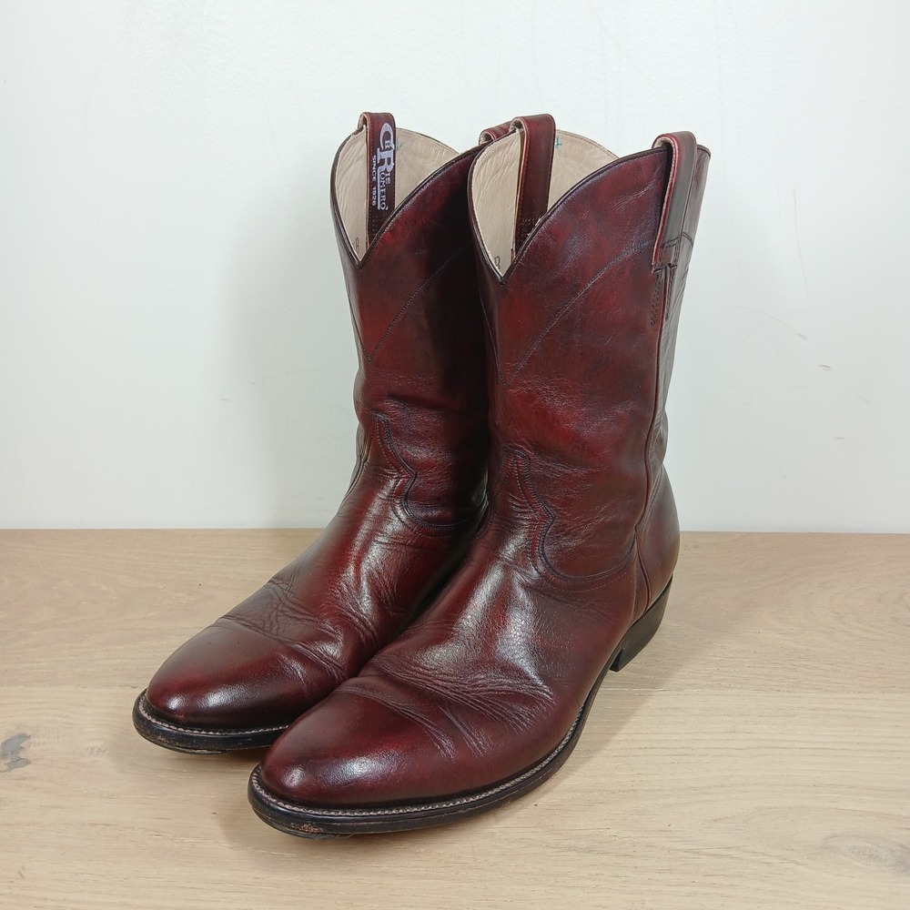 Chris Romero Western Boots Mens 9.5 Oxblood Burgundy Leather Pointed Toe Cowboy